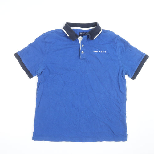 Hackett Golf Men's Blue Cotton Polo Shirt L Short Sleeve