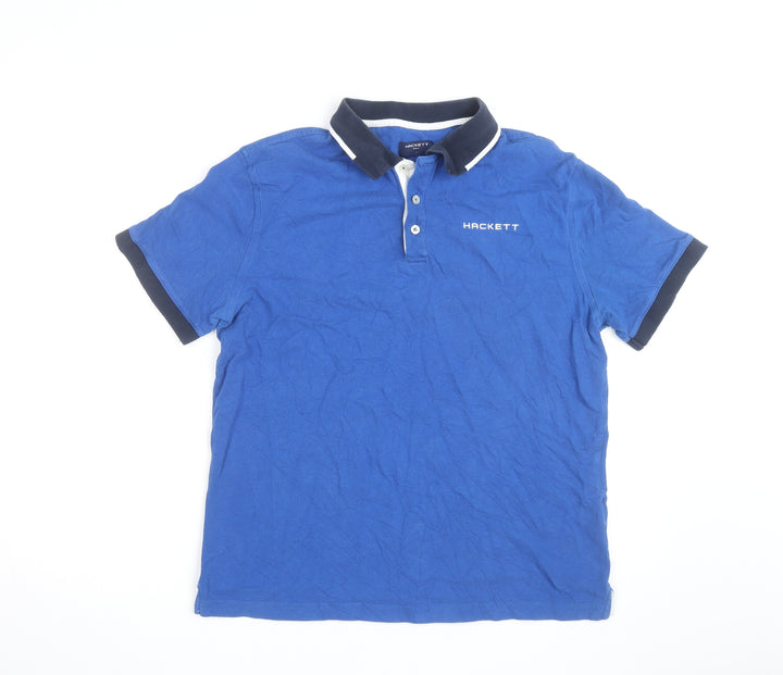 Hackett Golf Men's Blue Cotton Polo Shirt L Short Sleeve