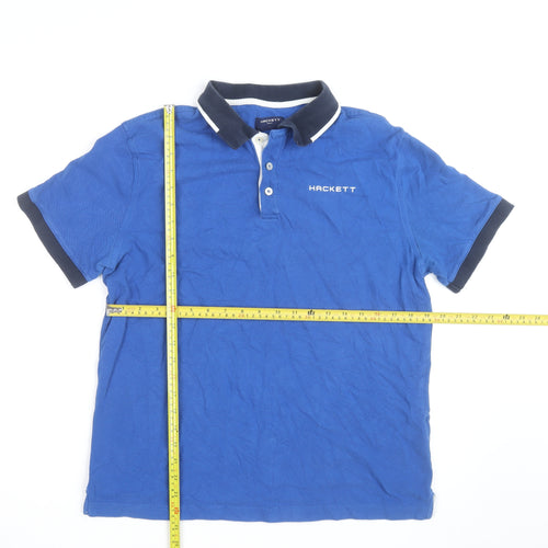 Hackett Golf Men's Blue Cotton Polo Shirt L Short Sleeve