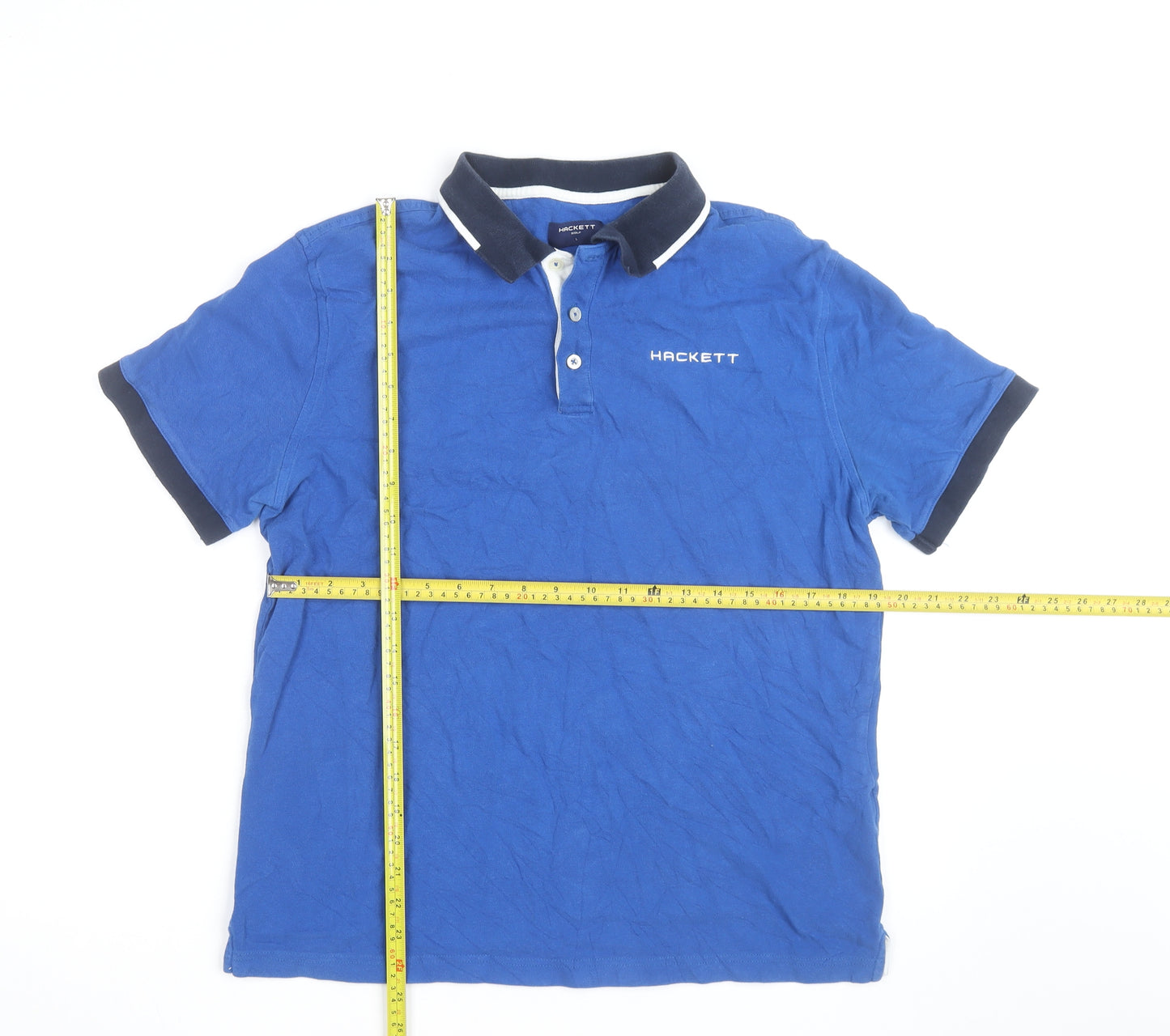Hackett Golf Men's Blue Cotton Polo Shirt L Short Sleeve