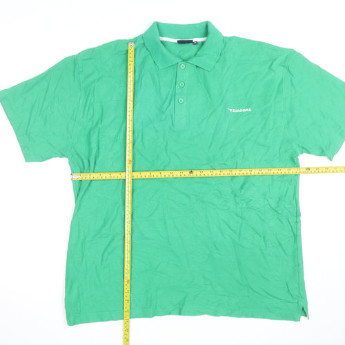 Diadora Men's Green XL Cotton Polo Shirt Casual Sports Top