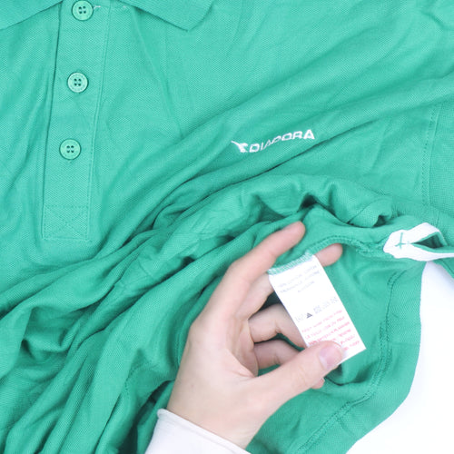Diadora Men's Green XL Cotton Polo Shirt Casual Sports Top