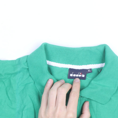Diadora Men's Green XL Cotton Polo Shirt Casual Sports Top