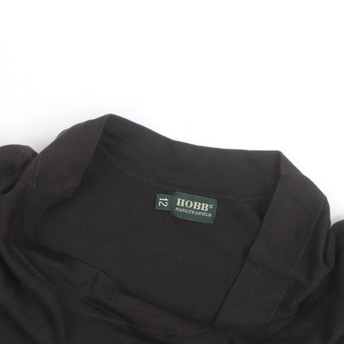 Hobbs Women’s Black Cotton Boat Neck Pullover Jumper Size 12