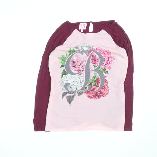 Ted Baker Women’s Pink Floral Long Sleeve Jersey Top Size 8
