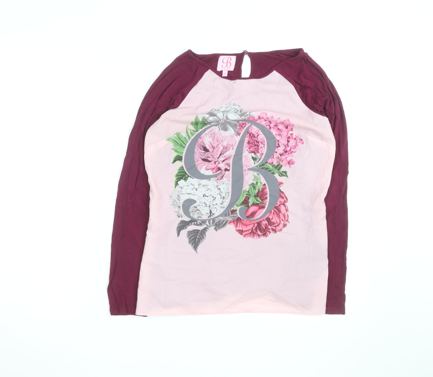Ted Baker Women’s Pink Floral Long Sleeve Jersey Top Size 8