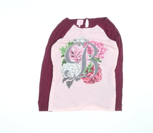 Ted Baker Women’s Pink Floral Long Sleeve Jersey Top Size 8
