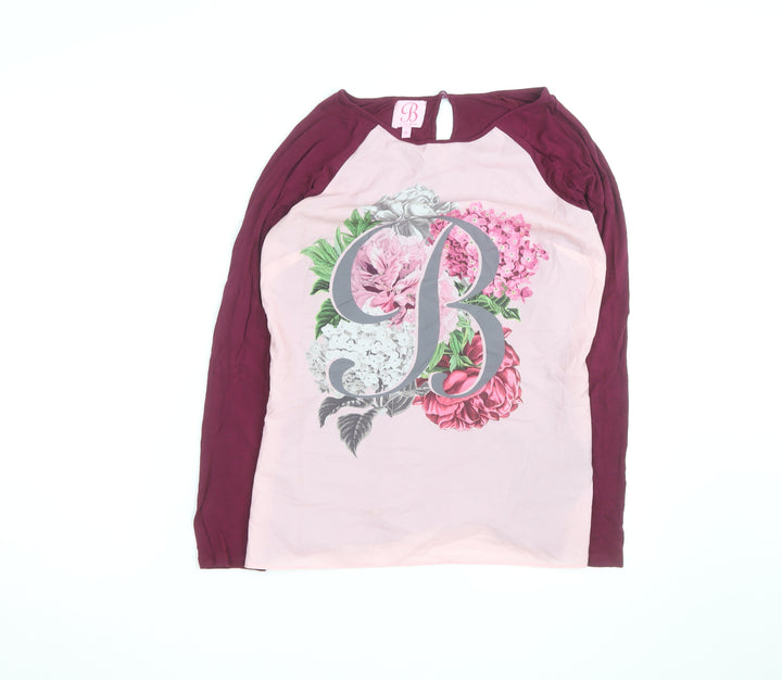 Ted Baker Women’s Pink Floral Long Sleeve Jersey Top Size 8