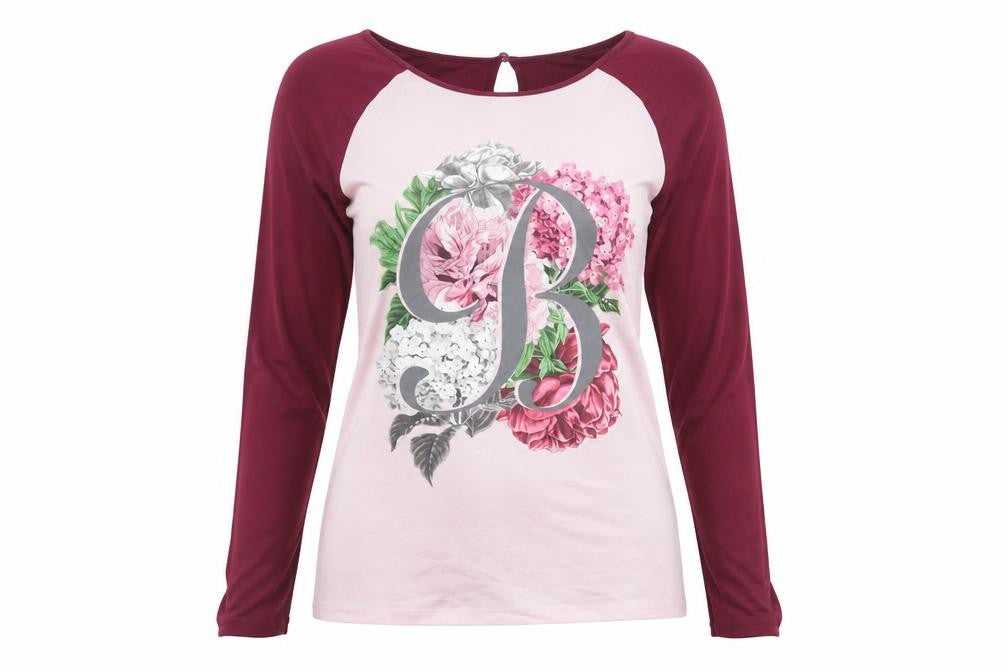 Ted Baker Women’s Pink Floral Long Sleeve Jersey Top Size 8