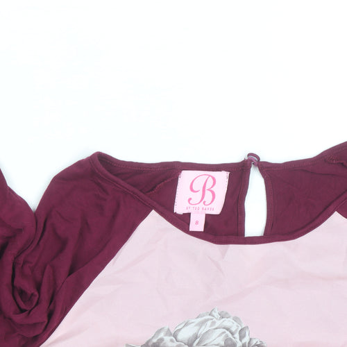 Ted Baker Women’s Pink Floral Long Sleeve Jersey Top Size 8