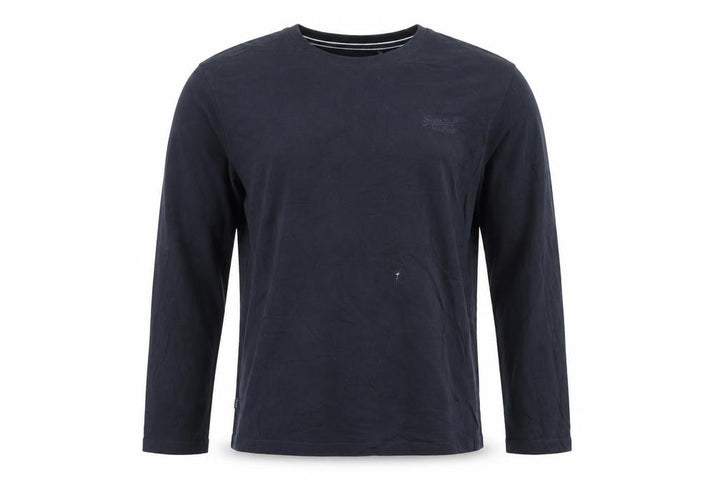 Superdry Men's Navy Blue Long Sleeve Organic Cotton Crew Neck Top XL
