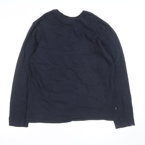 Superdry Men's Navy Blue Long Sleeve Organic Cotton Crew Neck Top XL