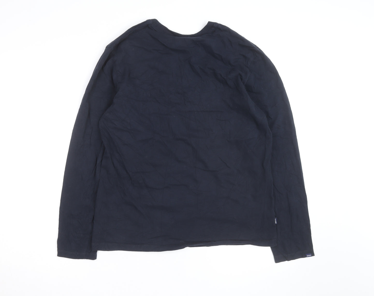 Superdry Men's Navy Blue Long Sleeve Organic Cotton Crew Neck Top XL