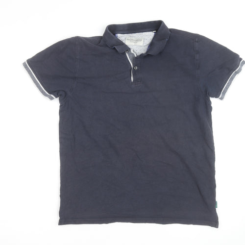 Racing Green Men's Blue Cotton Short Sleeve Polo Shirt Size M