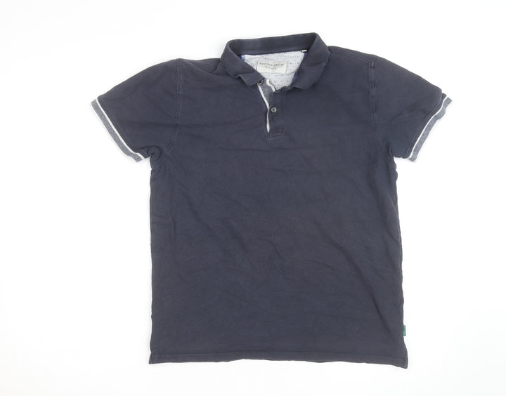 Racing Green Men's Blue Cotton Short Sleeve Polo Shirt Size M