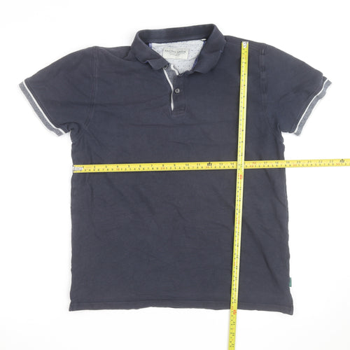 Racing Green Men's Blue Cotton Short Sleeve Polo Shirt Size M