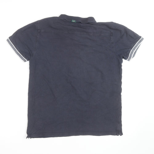 Racing Green Men's Blue Cotton Short Sleeve Polo Shirt Size M