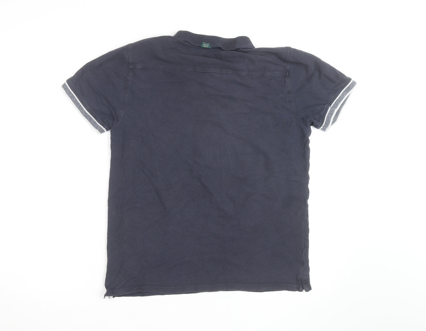 Racing Green Men's Blue Cotton Short Sleeve Polo Shirt Size M