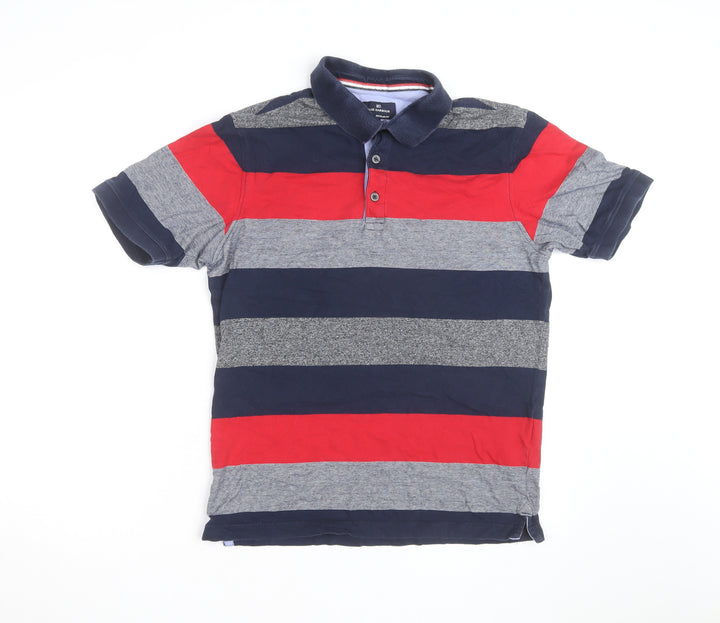Marks and Spencer Mens Multicoloured Striped Cotton Polo Shirt M