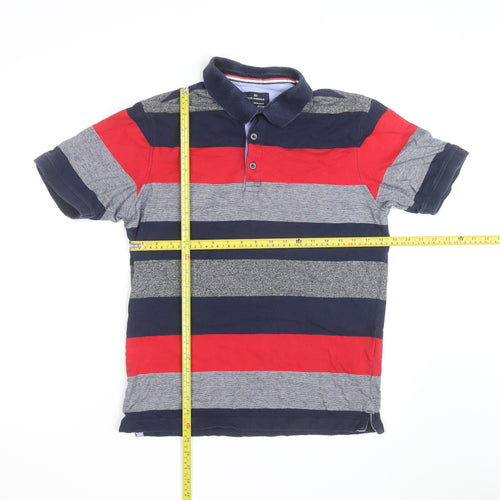 Marks and Spencer Mens Multicoloured Striped Cotton Polo Shirt M