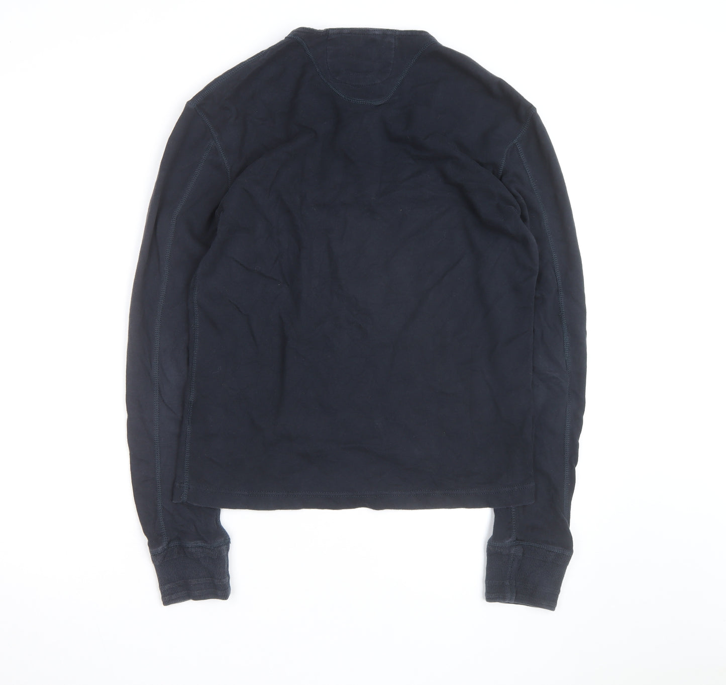Superdry Men's Blue Henley Long Sleeve Cotton Top Size L