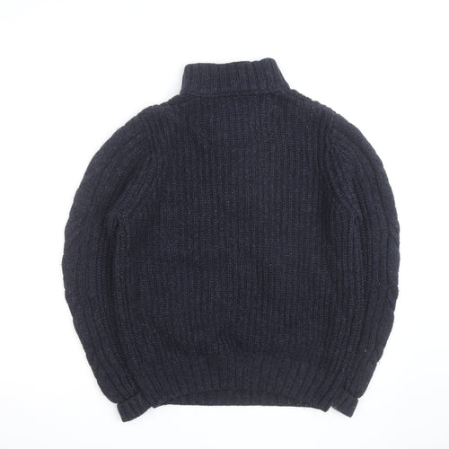 Next Men’s Blue Cable-Knit Henley Jumper L Wool Blend