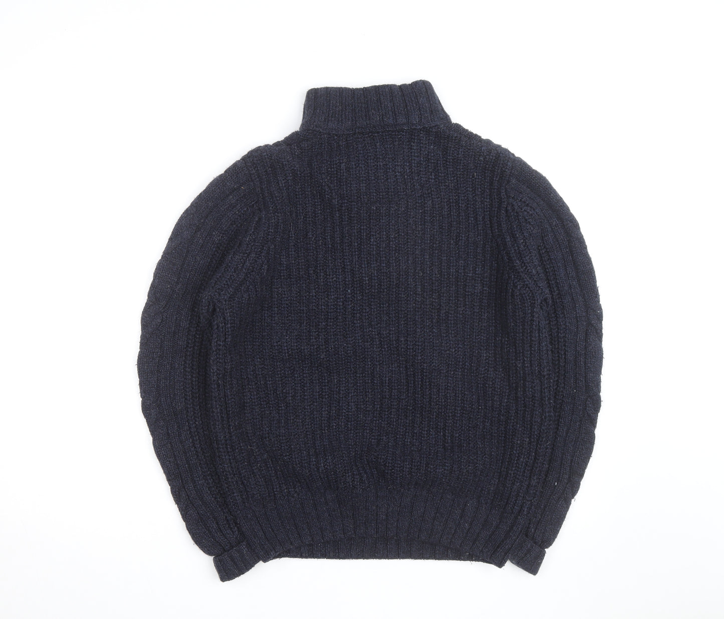 Next Men’s Blue Cable-Knit Henley Jumper L Wool Blend