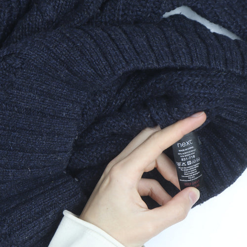Next Men’s Blue Cable-Knit Henley Jumper L Wool Blend