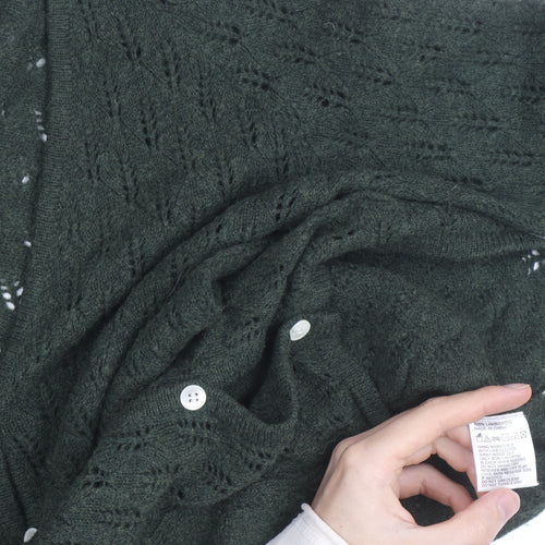 Howies Women Green Lambswool Open Knit Cardigan Size 10