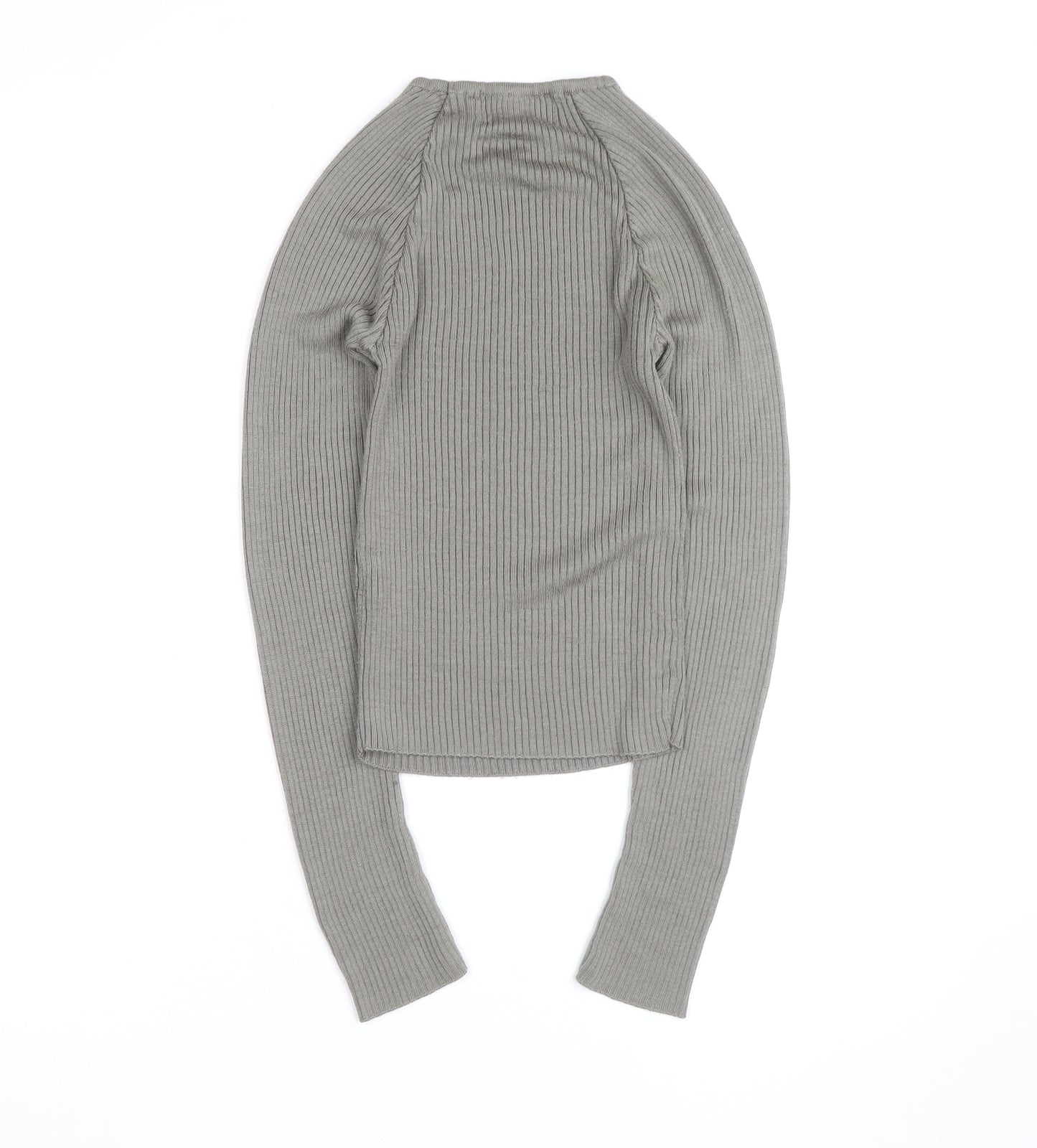 Collusion Women Grey XS Ribbed Slim Fit Long Sleeve Jumper