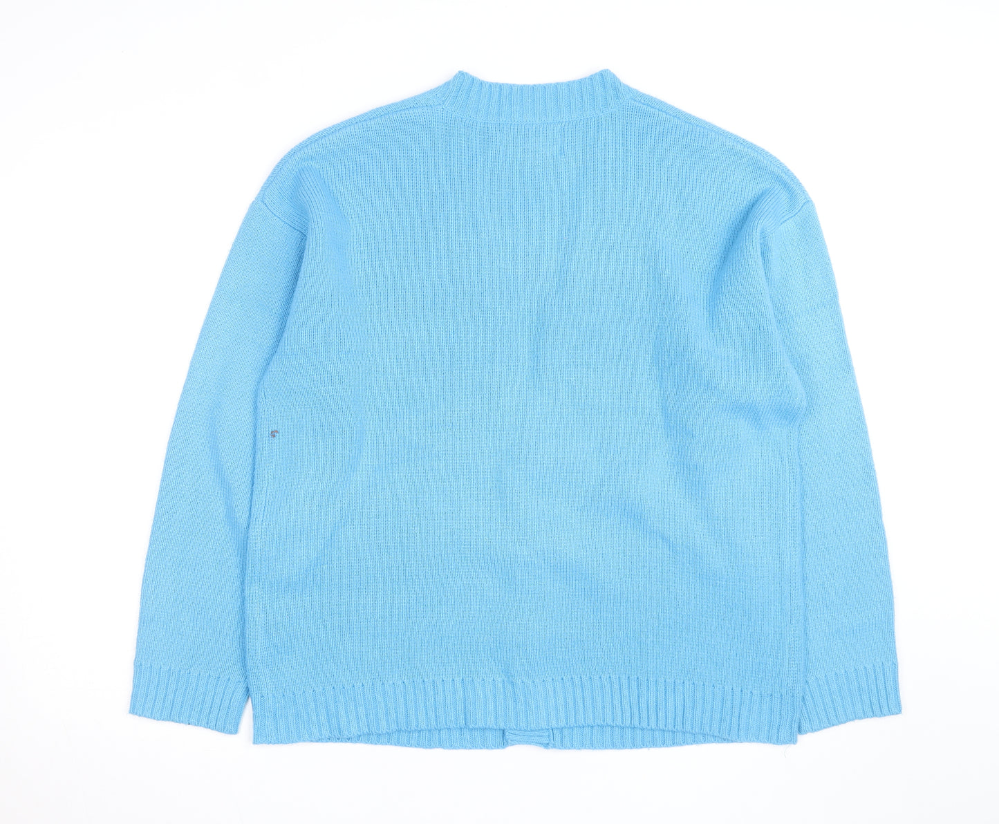 Collusion Men Blue Acrylic V-Neck Cardigan S Regular Fit