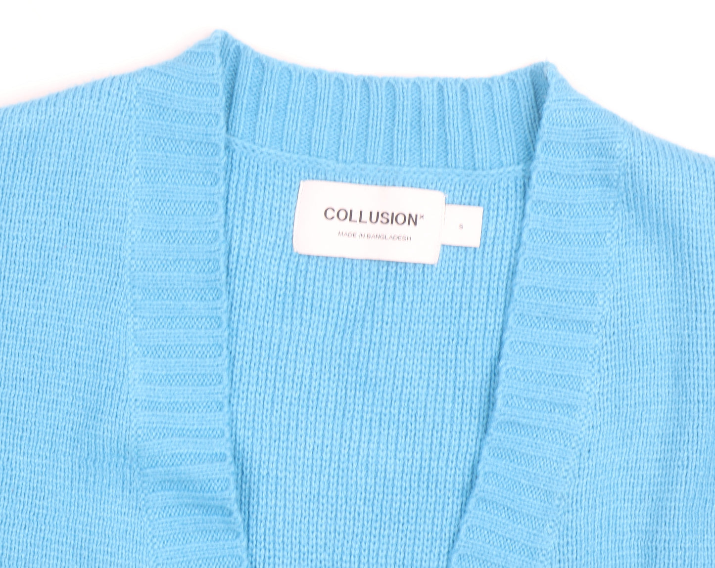 Collusion Men Blue Acrylic V-Neck Cardigan S Regular Fit