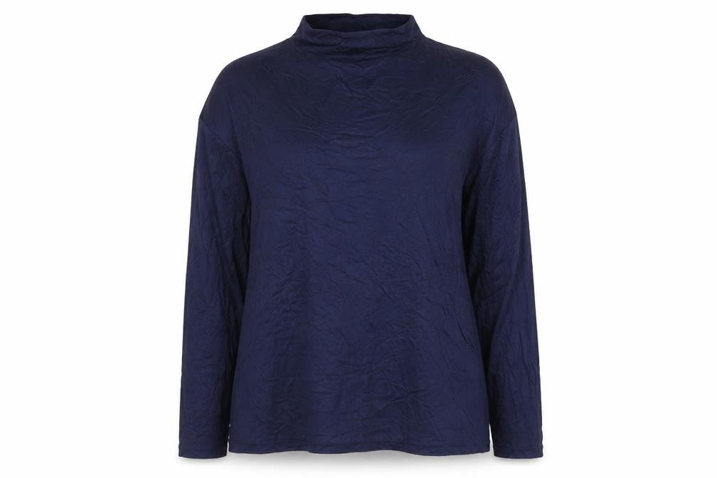 Jaeger Women Blue Roll Neck Long Sleeve Viscose Jersey Blouse Size 18