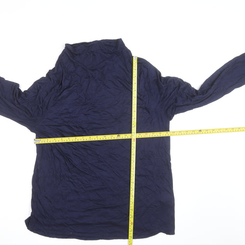 Jaeger Women Blue Roll Neck Long Sleeve Viscose Jersey Blouse Size 18