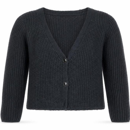 PIECES Unisex Black XL Chunky Knit V-Neck Cardigan