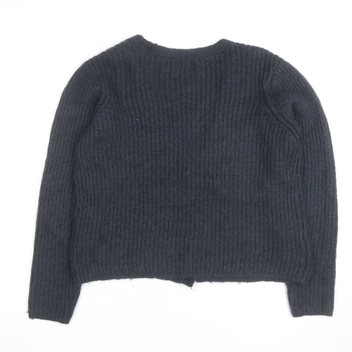 PIECES Unisex Black XL Chunky Knit V-Neck Cardigan