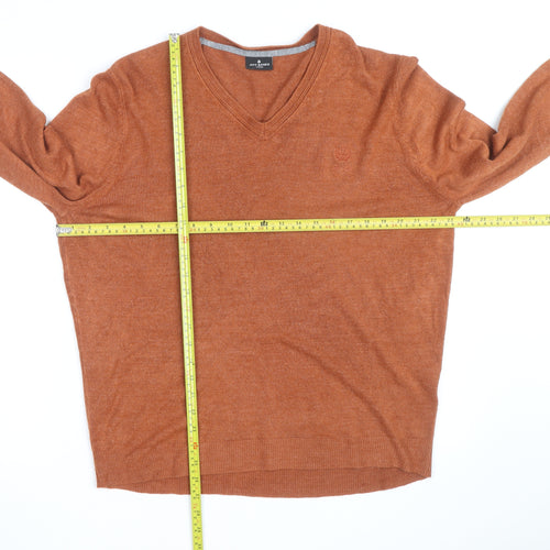 Jeff Banks Men's Brown Acrylic V-Neck Jumper XL Regular Fit