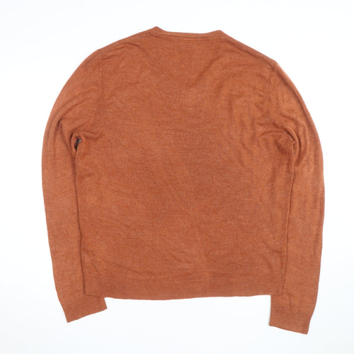 Jeff Banks Men's Brown Acrylic V-Neck Jumper XL Regular Fit