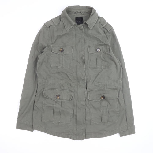 New Look Women's Green Military Jacket Size 10 Cotton Casual