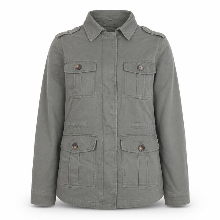 New Look Women's Green Military Jacket Size 10 Cotton Casual