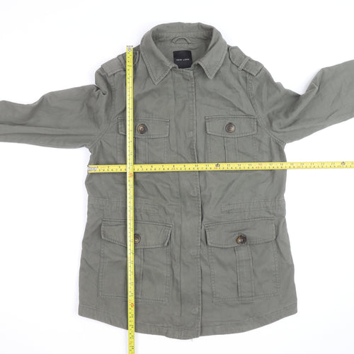 New Look Women's Green Military Jacket Size 10 Cotton Casual