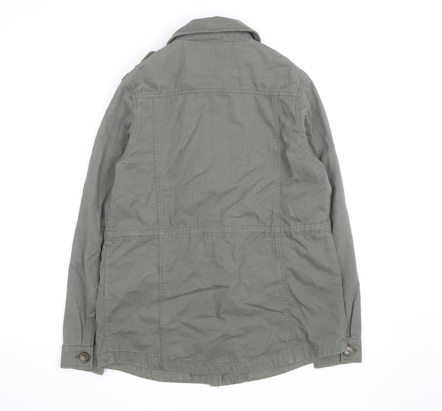New Look Women's Green Military Jacket Size 10 Cotton Casual