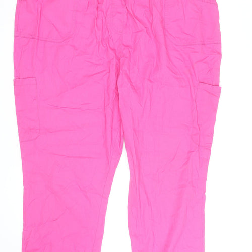 Cotton Traders Women's Pink Cargo Trousers Size 14 Elastic Waist