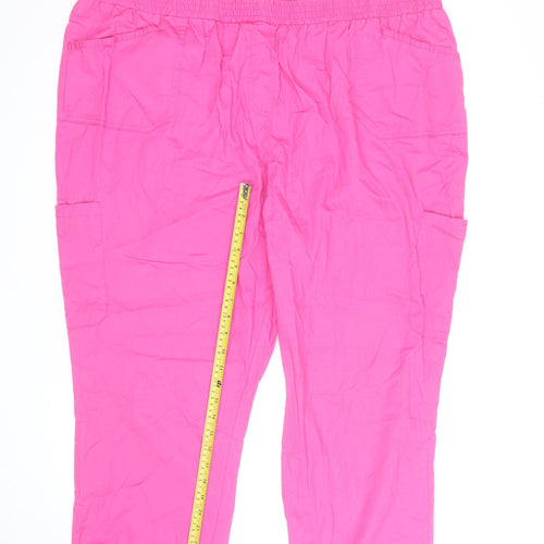 Cotton Traders Women's Pink Cargo Trousers Size 14 Elastic Waist
