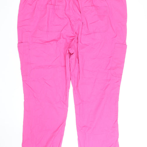 Cotton Traders Women's Pink Cargo Trousers Size 14 Elastic Waist