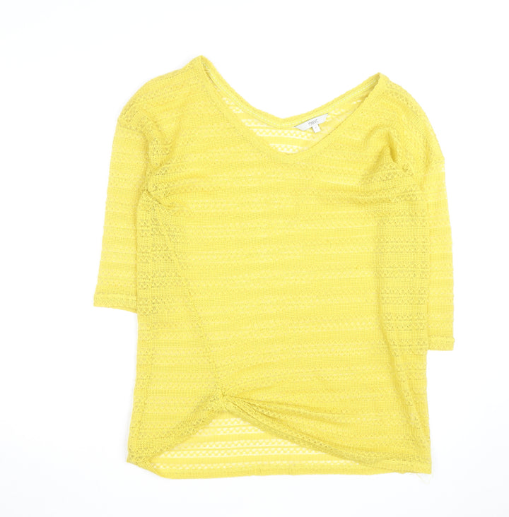 Next Women’s Yellow Knit V-Neck 3/4 Sleeve Pullover Jumper Size 12