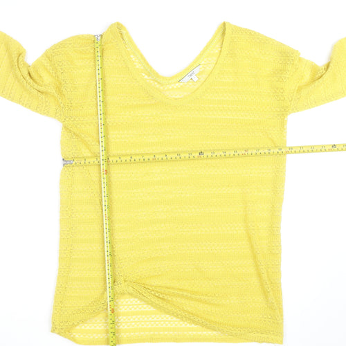 Next Women’s Yellow Knit V-Neck 3/4 Sleeve Pullover Jumper Size 12