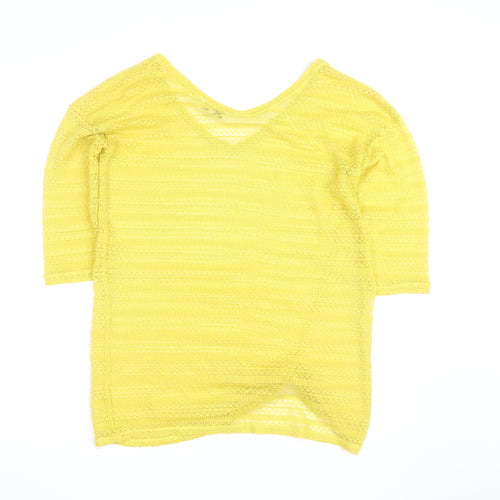 Next Women’s Yellow Knit V-Neck 3/4 Sleeve Pullover Jumper Size 12