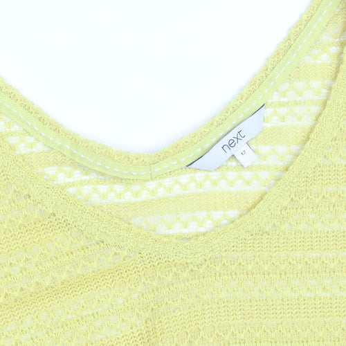 Next Women’s Yellow Knit V-Neck 3/4 Sleeve Pullover Jumper Size 12