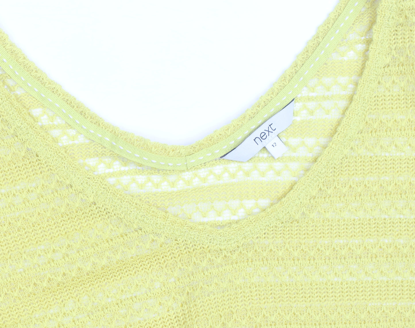 Next Women’s Yellow Knit V-Neck 3/4 Sleeve Pullover Jumper Size 12